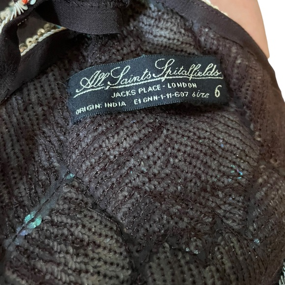 All Saints Spitalfields Luxe Sheer Silk Sequin Native American Southwestern Top - Picture 6 of 8